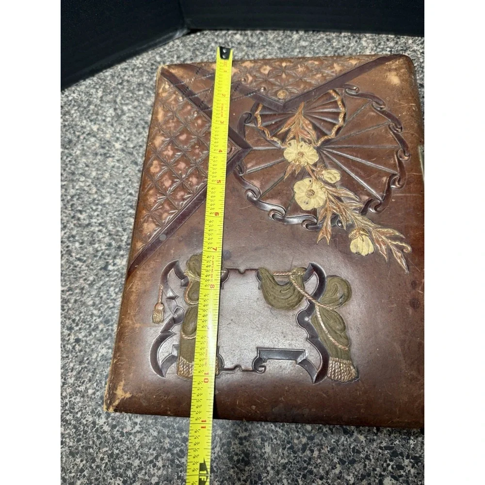 Antique Victorian Leather Photo Album Cabinet Card CDV Brass Clasp 11